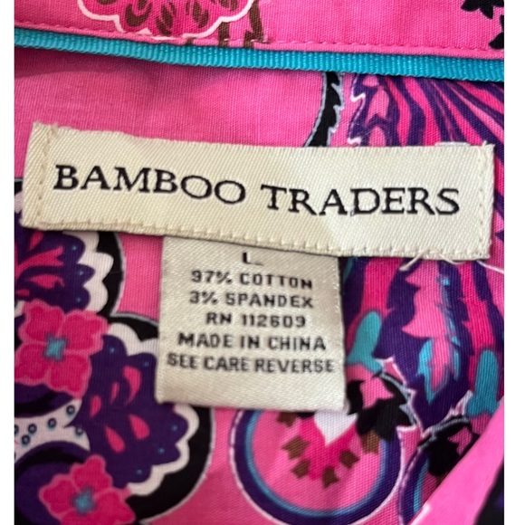 Bamboo Traders Women’s Pink Paisley Button Down Long Sleeve Top Size Large - Picture 3 of 6